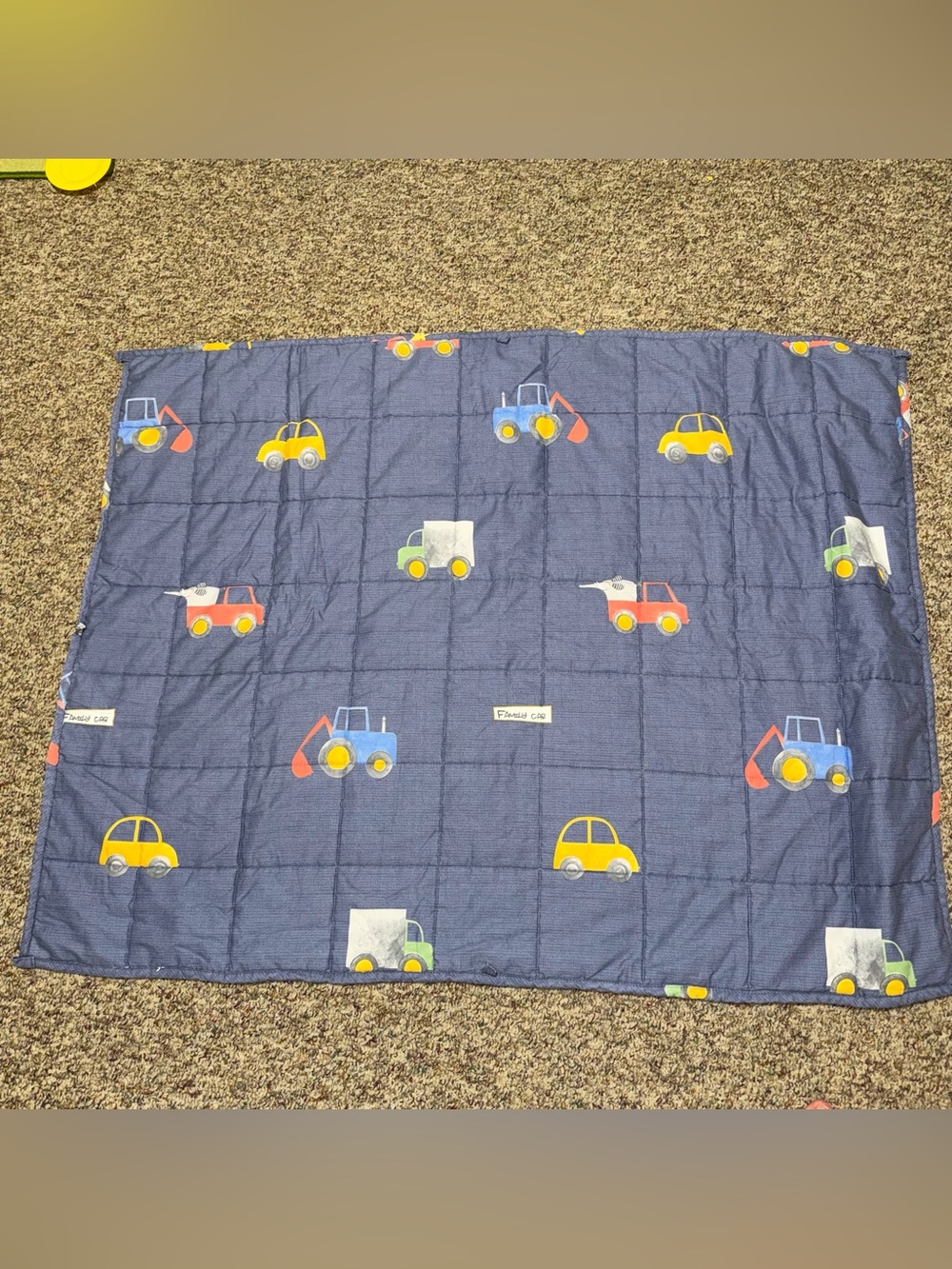 Kids' toddler 3 pound weighted blanket Construction Vehicle Quilt 35”x47”